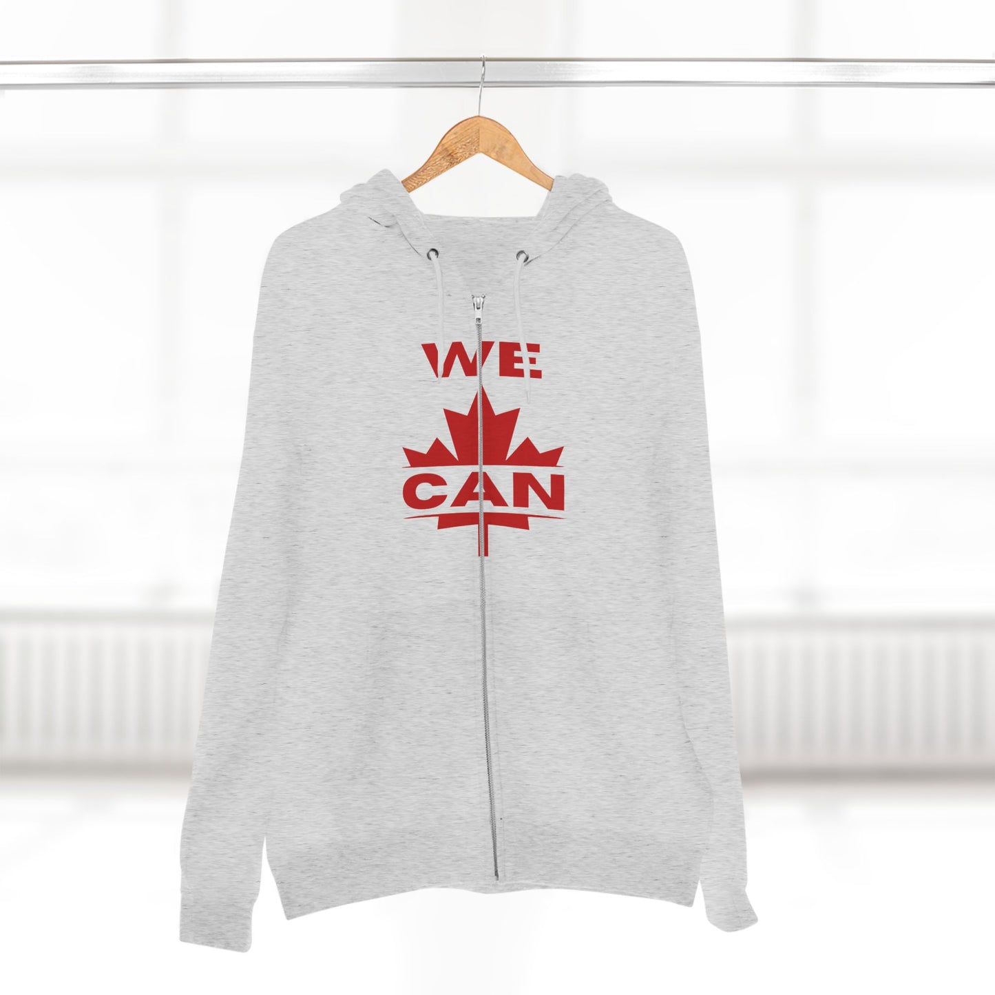 Sweat à capuche unisexe à fermeture éclair « WE CAN » avec motif feuille d'érable – Sweat à capuche motivant pour un confort quotidien, fierté canadienne