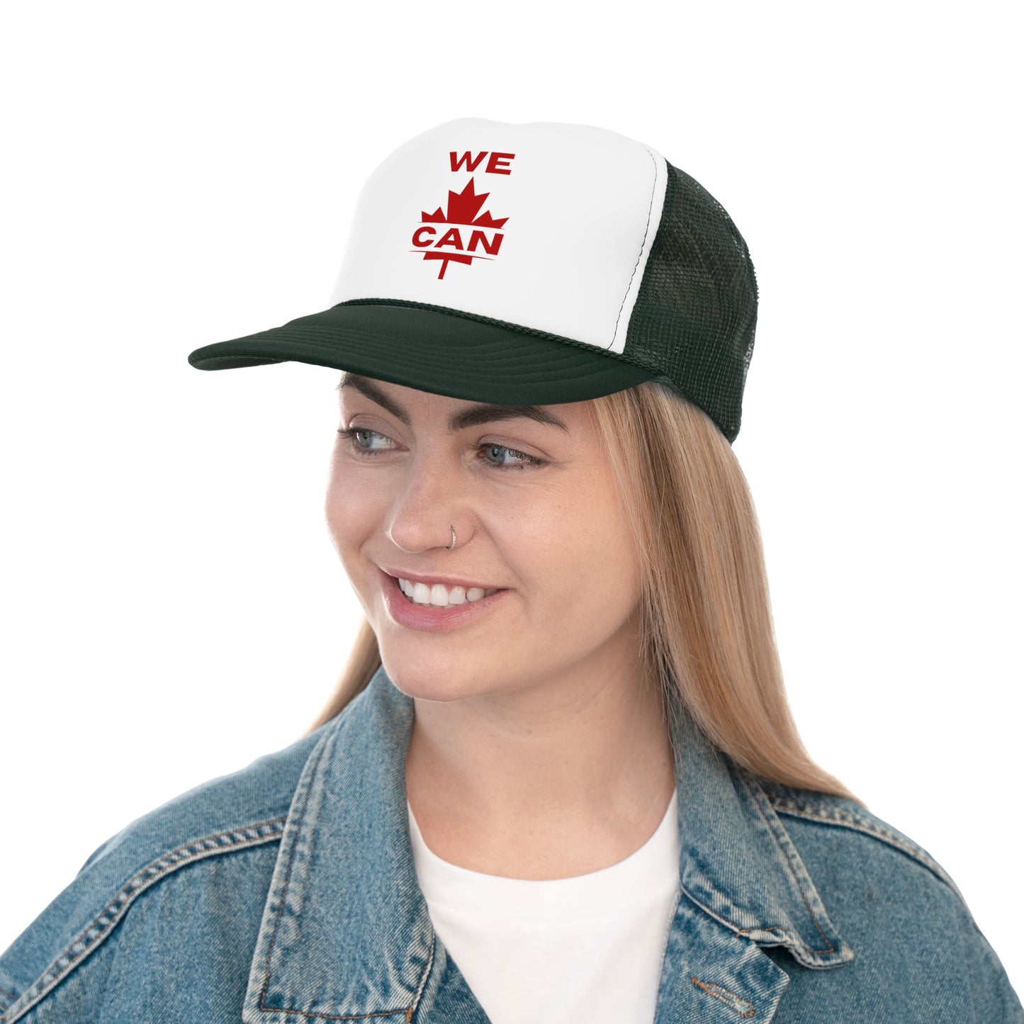 “We Can” Trucker Cap – Inspirational Maple Leaf Design for Outdoor Enthusiasts
