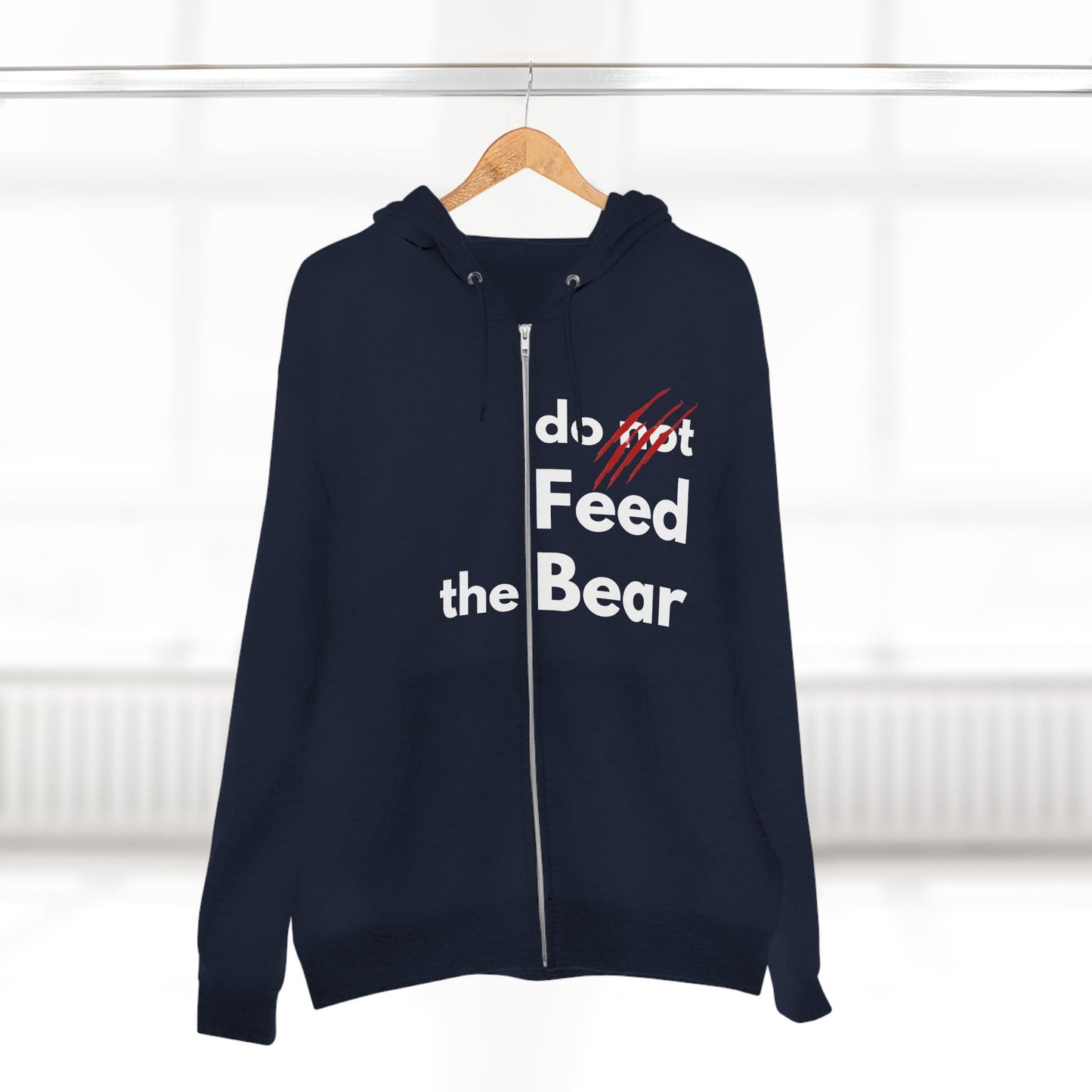 “Don’t Feed the Bear” Unisex Zip Hoodie – Cozy & Fun for Outdoors Enthusiasts