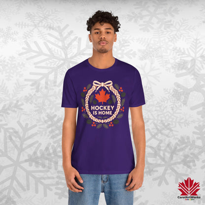 Hockey Lace Wreath | Canadian Hockey Christmas Shirt | Maple Leaf Holiday Tee – Premium Cotton Gift