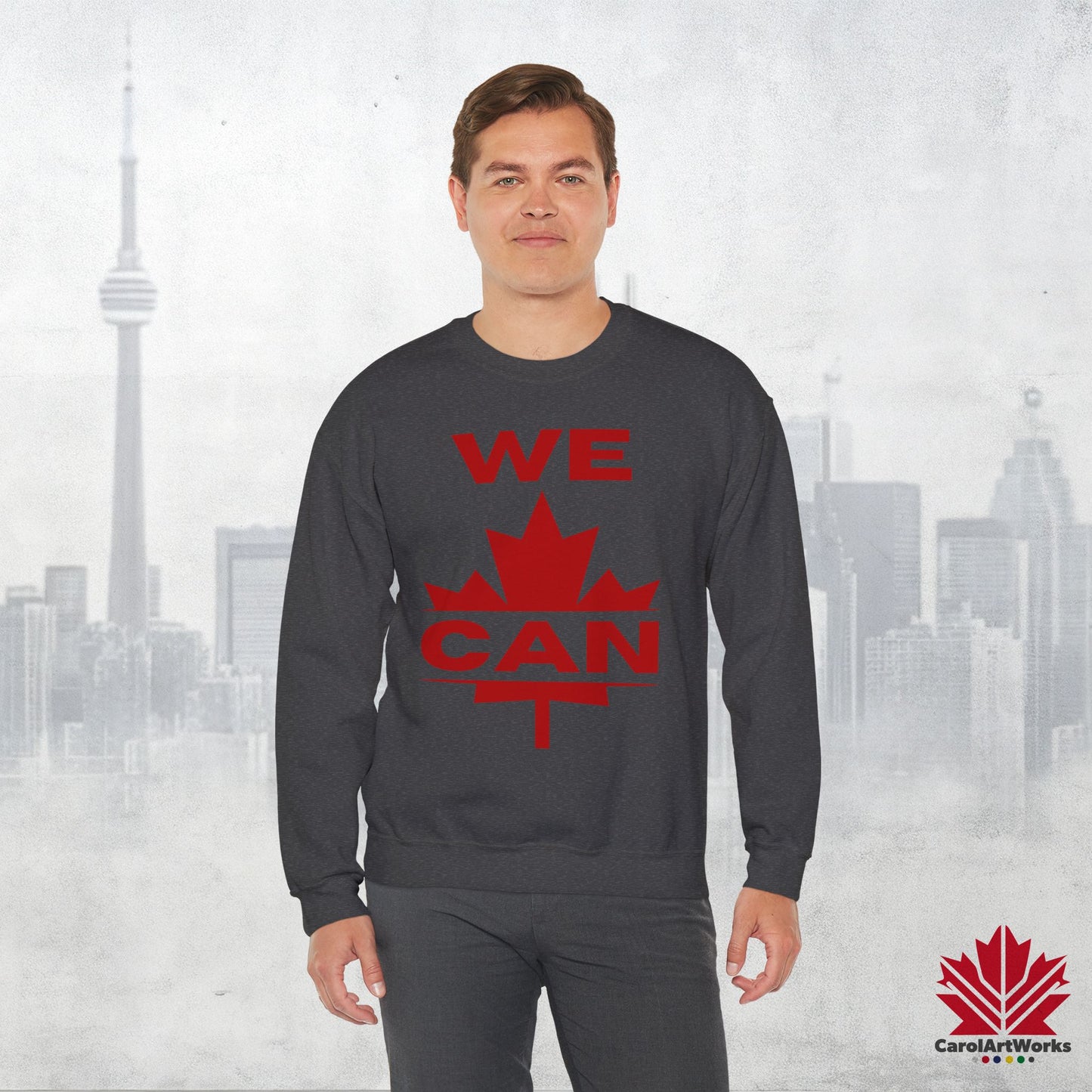 Sweat-shirt unisexe « We Can » avec motif feuille d'érable – Sweat-shirt motivant pour un confort quotidien, fierté canadienne