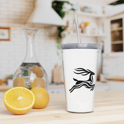 scandinavian minimalistic Design DEER Tumbler with Straw – Nature Inspired Graphic