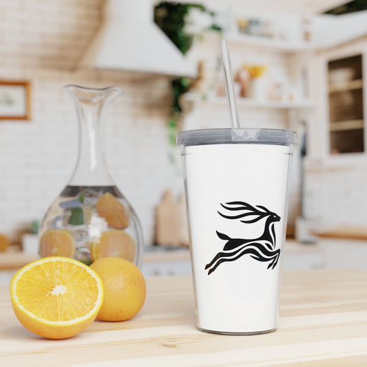 scandinavian minimalistic Design DEER Tumbler with Straw – Nature Inspired Graphic