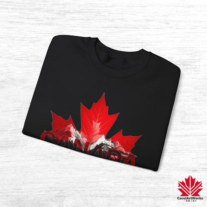“Canada is Not for Sale” Crewneck Sweatshirt - Red Maple Leaf and Mountains, Soft and Warm
