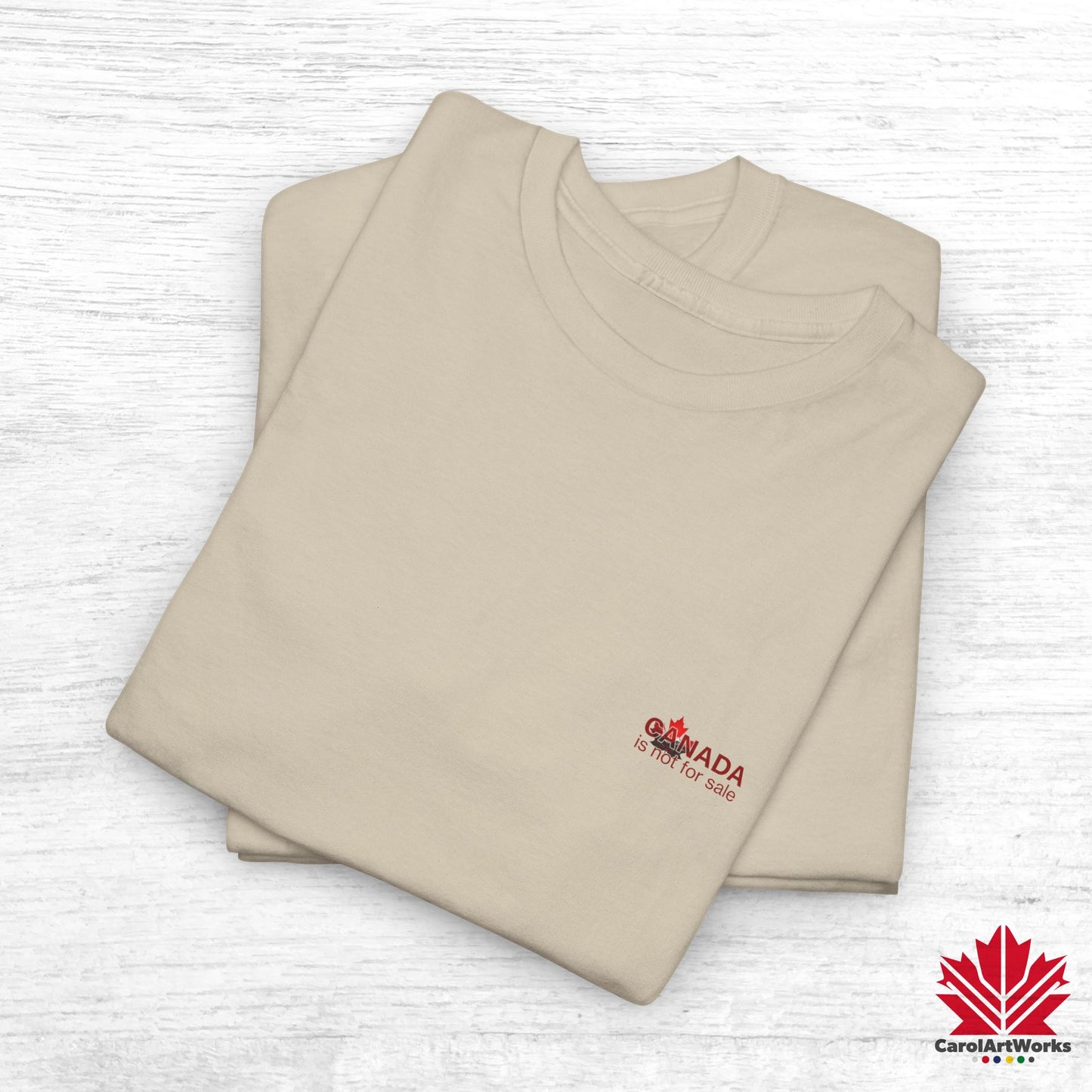 “Canada is not for Sale” Unisex Heavy Cotton Tee – Red Maple Leaf and Mountains, Stylish Canada Shirt