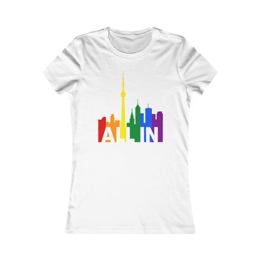 T-shirt pour femme « ALL IN » – Pride Toronto – Coupe féminine – Audacieuse et fière