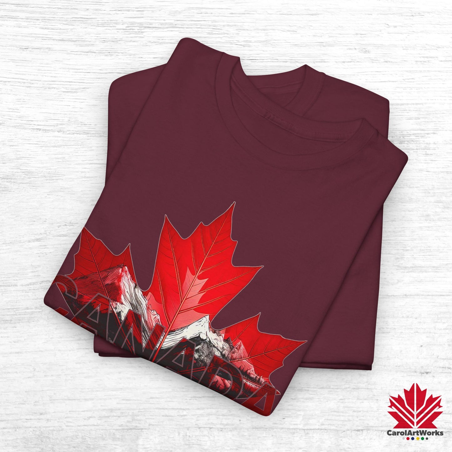 “Canada is not for Sale” Unisex Heavy Cotton Tee – Red Maple Leaf and Mountains, Stylish Canada Shirt