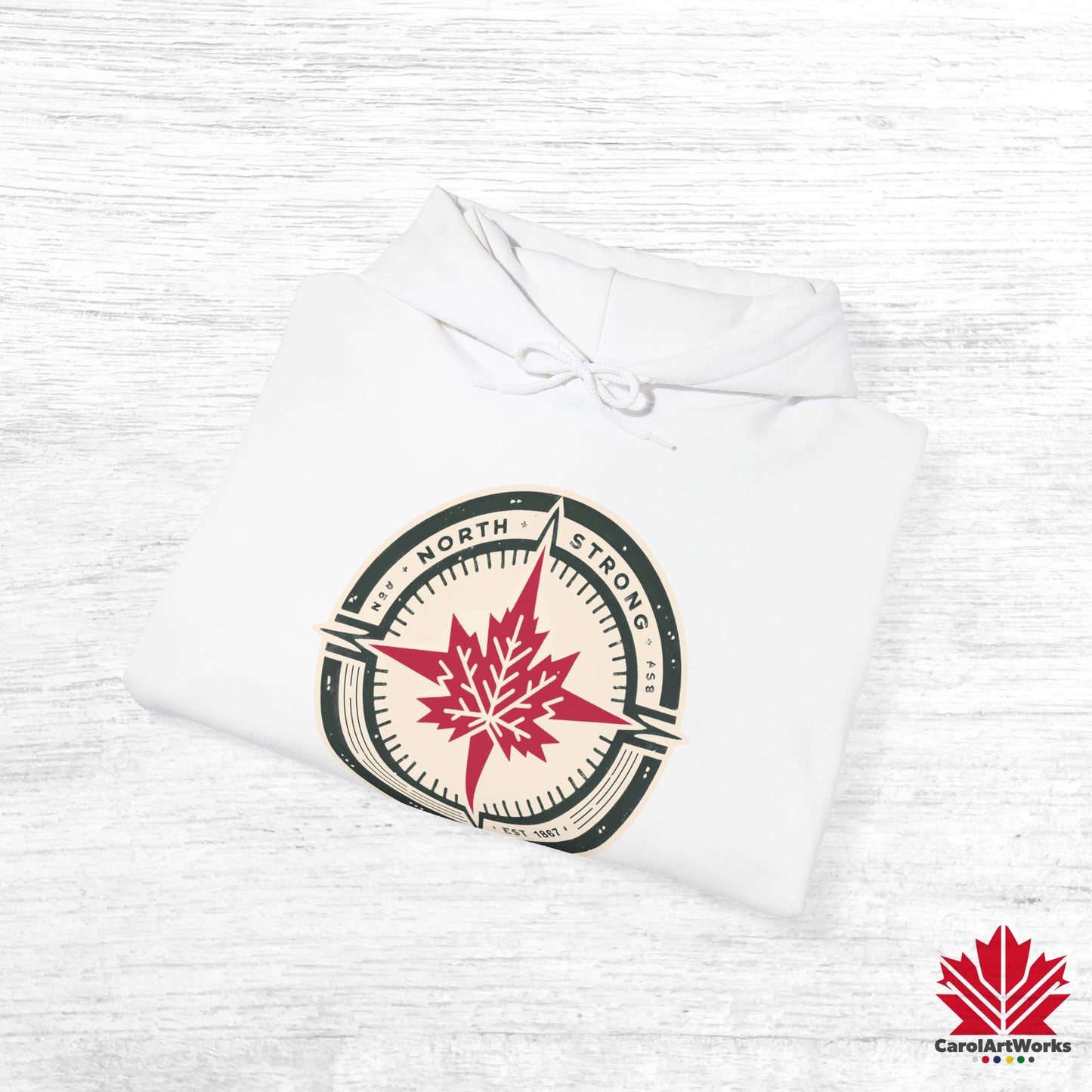Sweat à capuche unisexe « North Strong » avec motif boussole – Vivez l'aventure avec fierté canadienne
