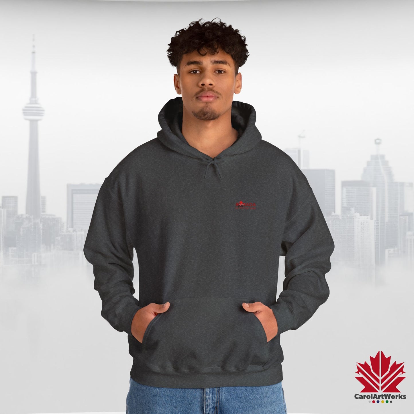 Unisex Hoodie “Canada is Not for Sale” – Red Maple Leaf and Mountains, Warm and Comfortable