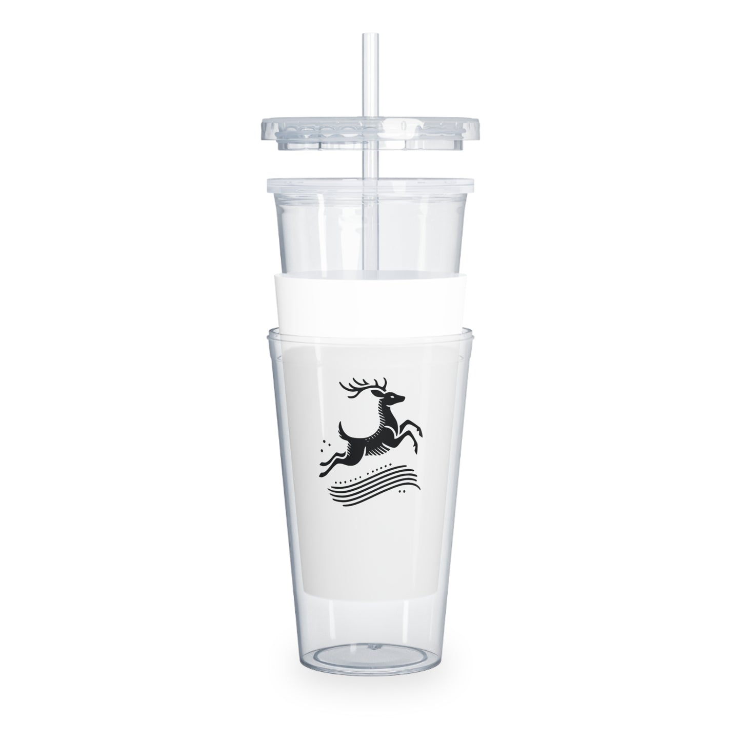 scandinavian minimalistic Design DEER Tumbler with Straw – Nature Inspired Graphic