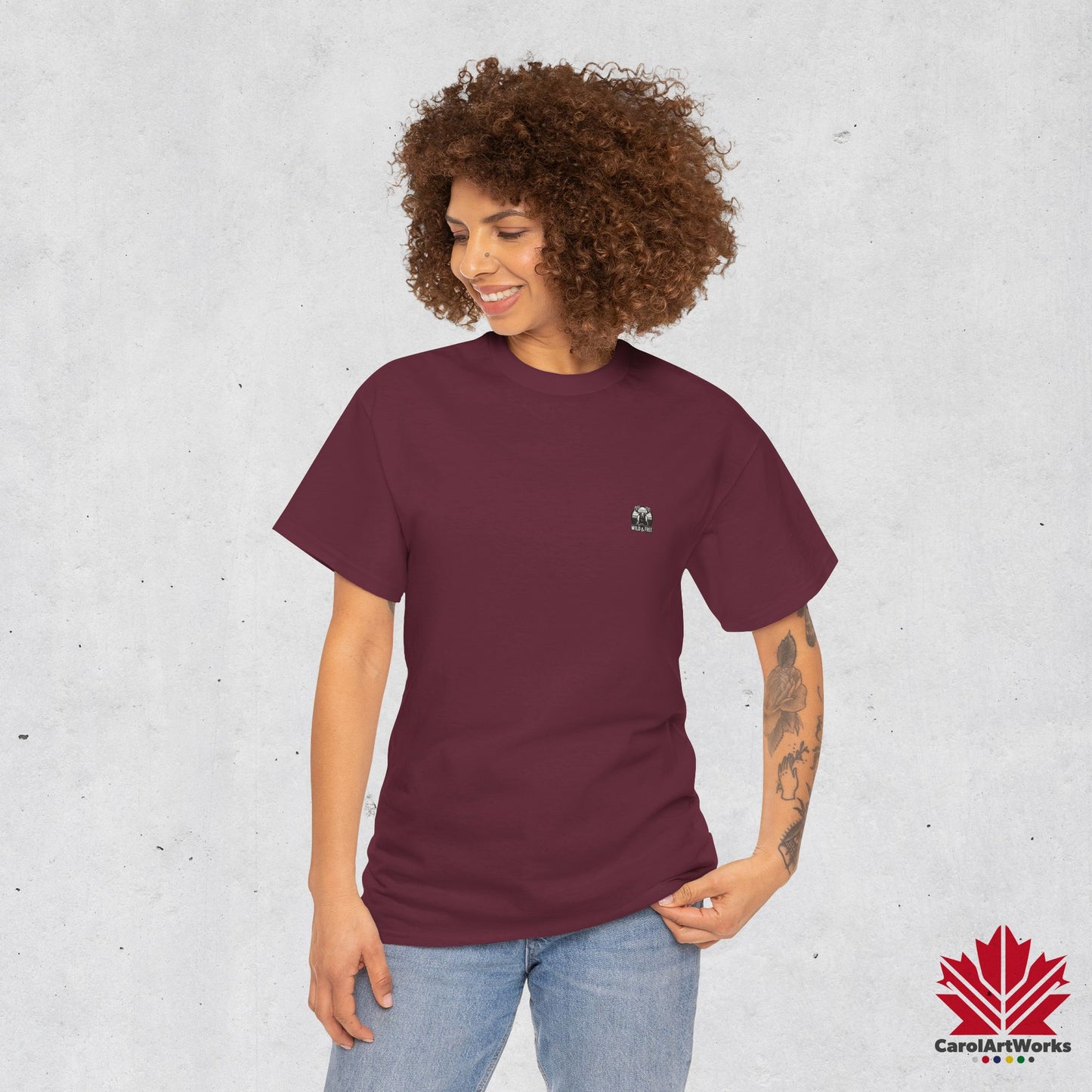 “Wild & Free” Unisex Cotton Tee – Nature Inspired Graphic T-Shirt