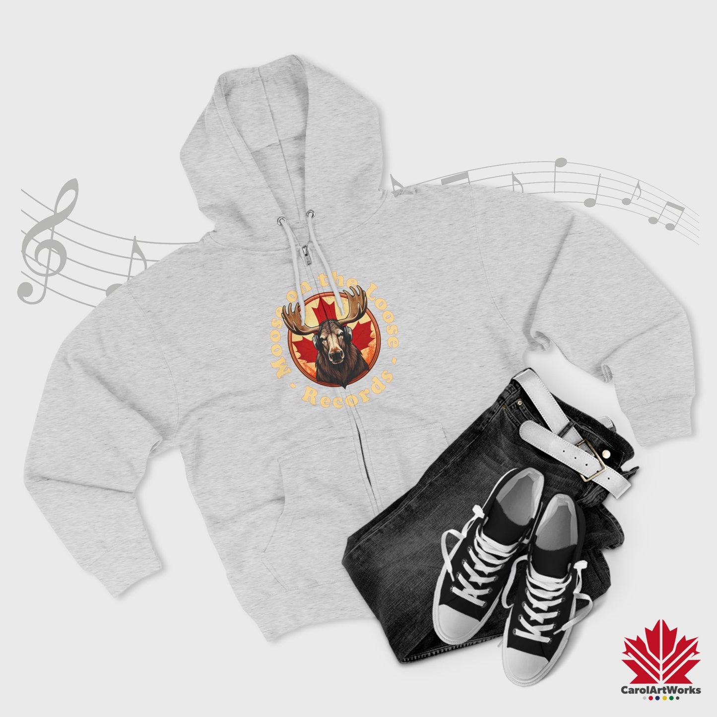 "Moose on the Loose Records" Unisex Zip Hoodie - Cozy and Stylish for Music Lovers
