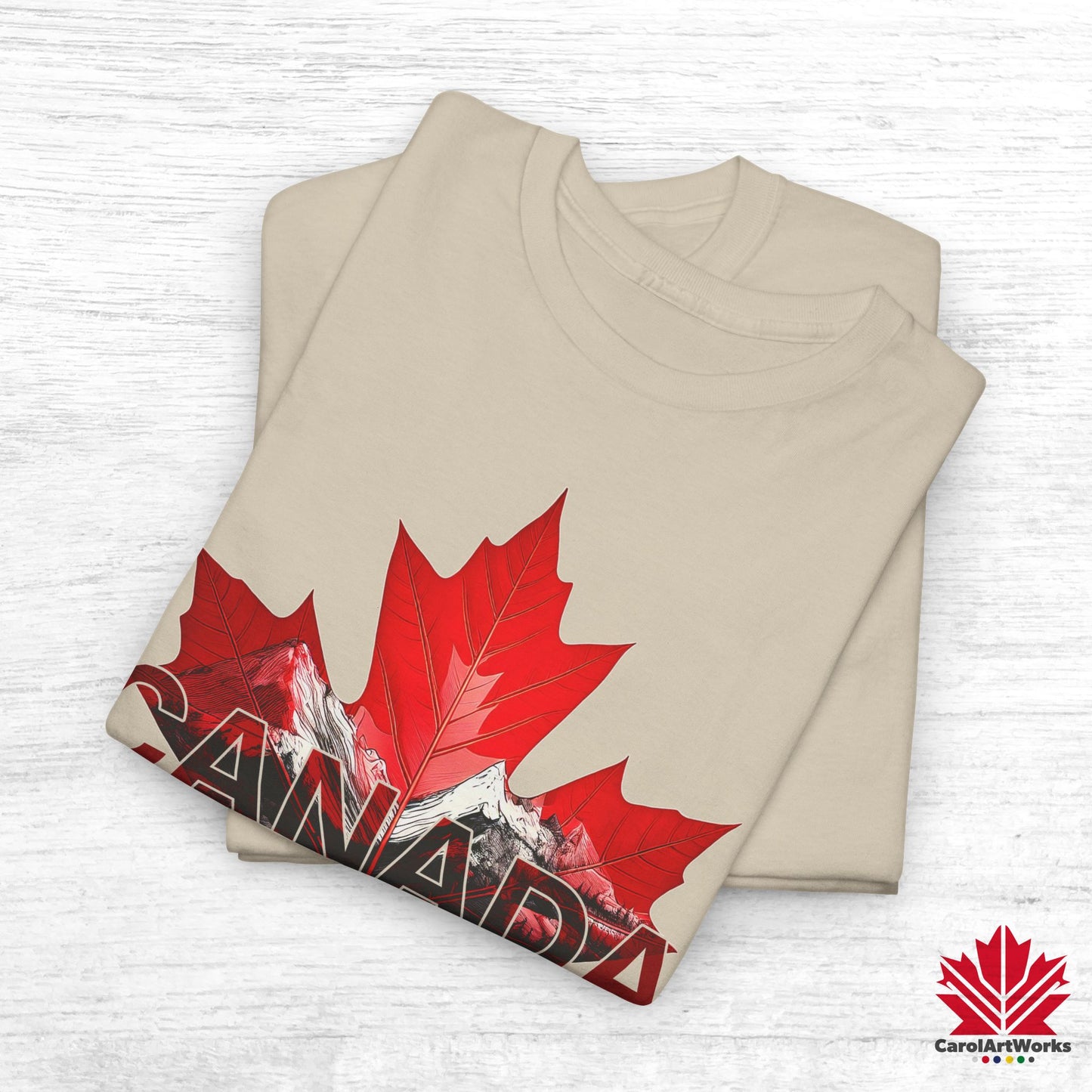 “Canada is not for Sale” Unisex Heavy Cotton Tee – Red Maple Leaf and Mountains, Stylish Canada Shirt