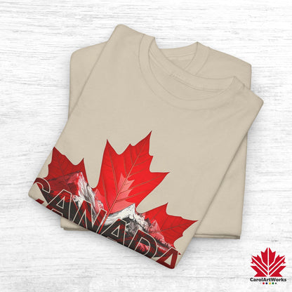 “Canada is not for Sale” Unisex Heavy Cotton Tee – Red Maple Leaf and Mountains, Stylish Canada Shirt