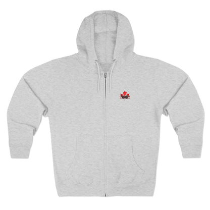 Sweat à capuche unisexe zippé « Le Canada n'est pas à vendre » – Feuille d'érable rouge et montagnes, sweat-shirt confortable et élégant pour les fiers Canadiens