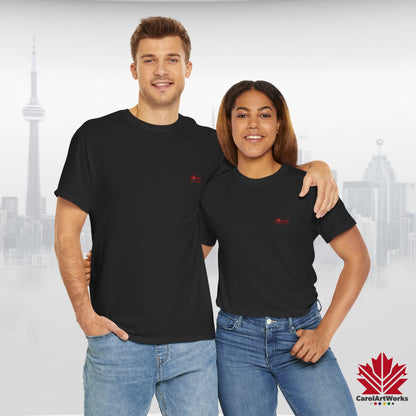 “Canada is not for Sale” Unisex Heavy Cotton Tee – Red Maple Leaf and Mountains, Stylish Canada Shirt