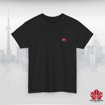 “Canada is not for Sale” Unisex Heavy Cotton Tee – Red Maple Leaf and Mountains, Stylish Canada Shirt