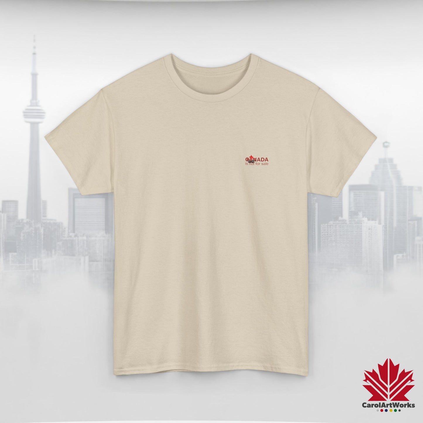 “Canada is not for Sale” Unisex Heavy Cotton Tee – Red Maple Leaf and Mountains, Stylish Canada Shirt