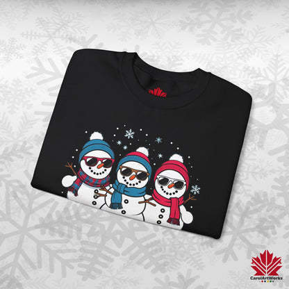 Cool Snow Squad Sweatshirt | Snowman Christmas Crewneck | Canadian-Made Holiday Fleece