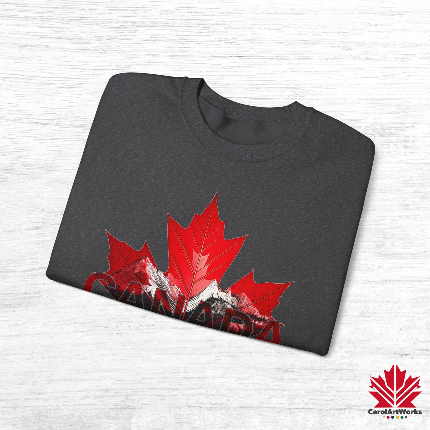 “Canada is Not for Sale” Crewneck Sweatshirt - Red Maple Leaf and Mountains, Soft and Warm