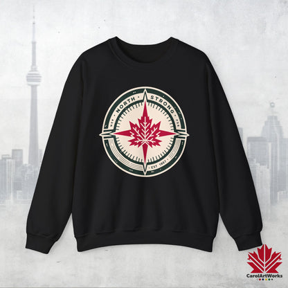 “North Strong” Compass Design Unisex Sweatshirt – Navigate Adventure with Canadian Pride