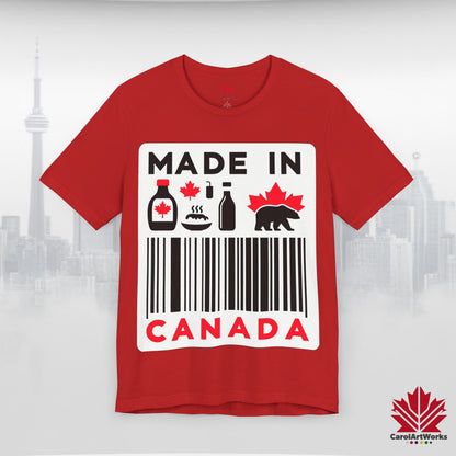 "Made in Canada" product label Design Unisex Short Sleeve Tee – Minimalist, Playful, and Proud