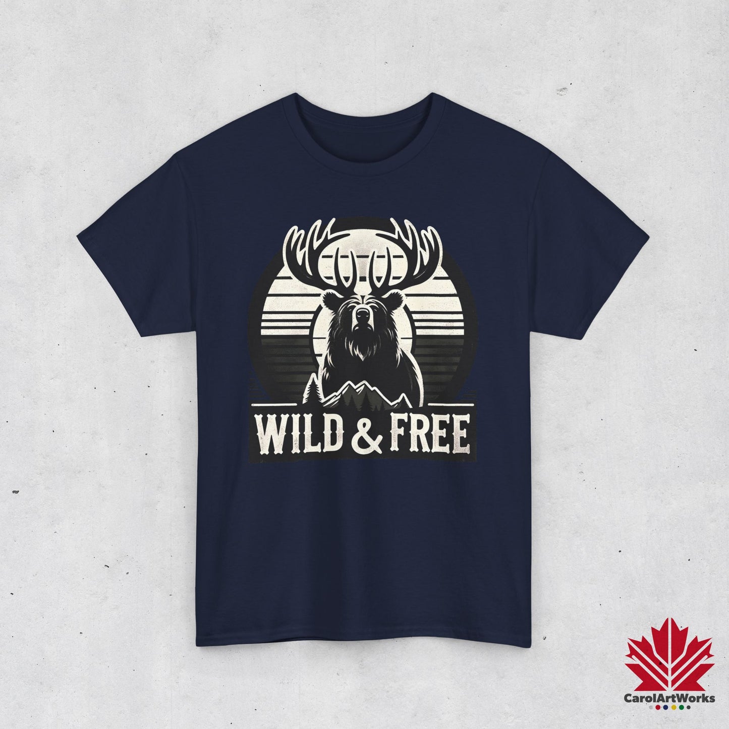 “Wild & Free” Unisex Cotton Tee – Nature Inspired Graphic T-Shirt