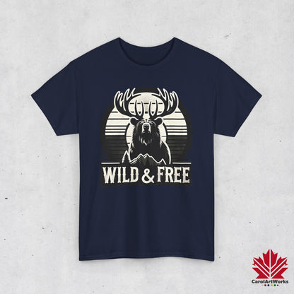 “Wild & Free” Unisex Cotton Tee – Nature Inspired Graphic T-Shirt