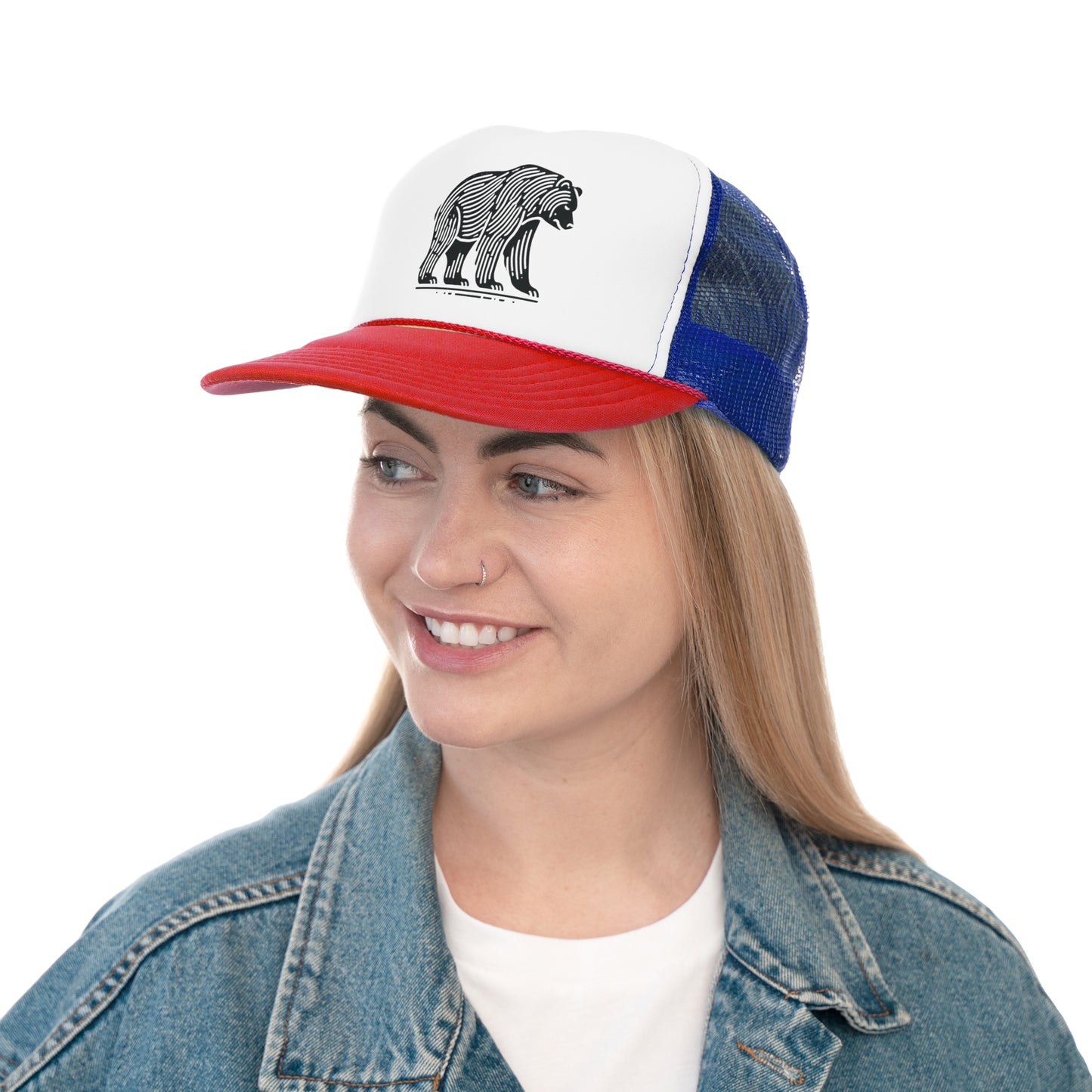 scandinavian minimalistic BEAR Design Trucker Cap – Outdoor Adventure Hat for Nature Lovers