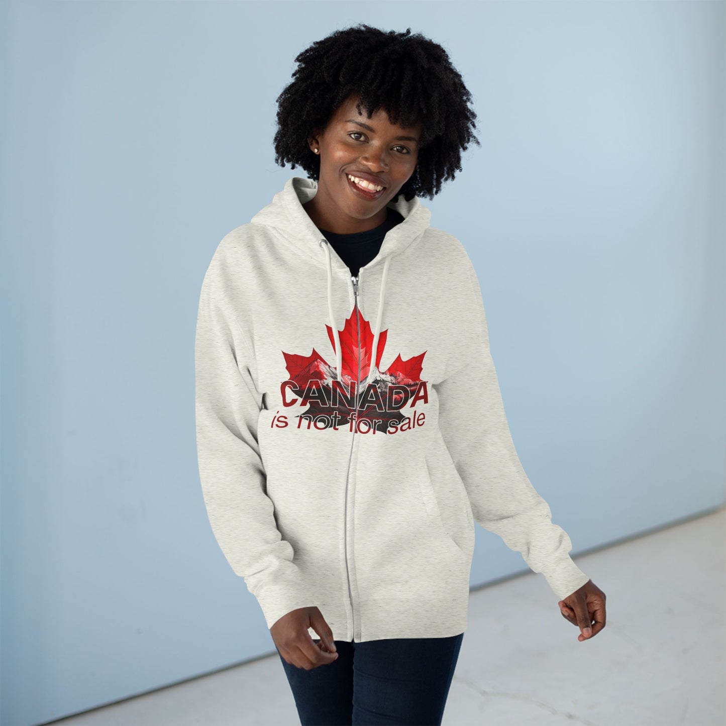 Sweat à capuche unisexe zippé « Le Canada n'est pas à vendre » – Feuille d'érable rouge et montagnes, sweat-shirt confortable et élégant pour les fiers Canadiens