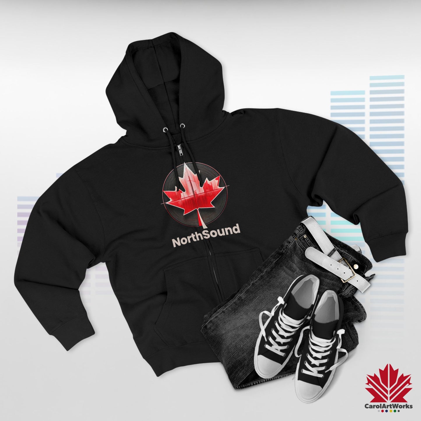 "NorthSound" Unisex Zip Hoodie - Zip Up and Tune In to Canadian Vibes