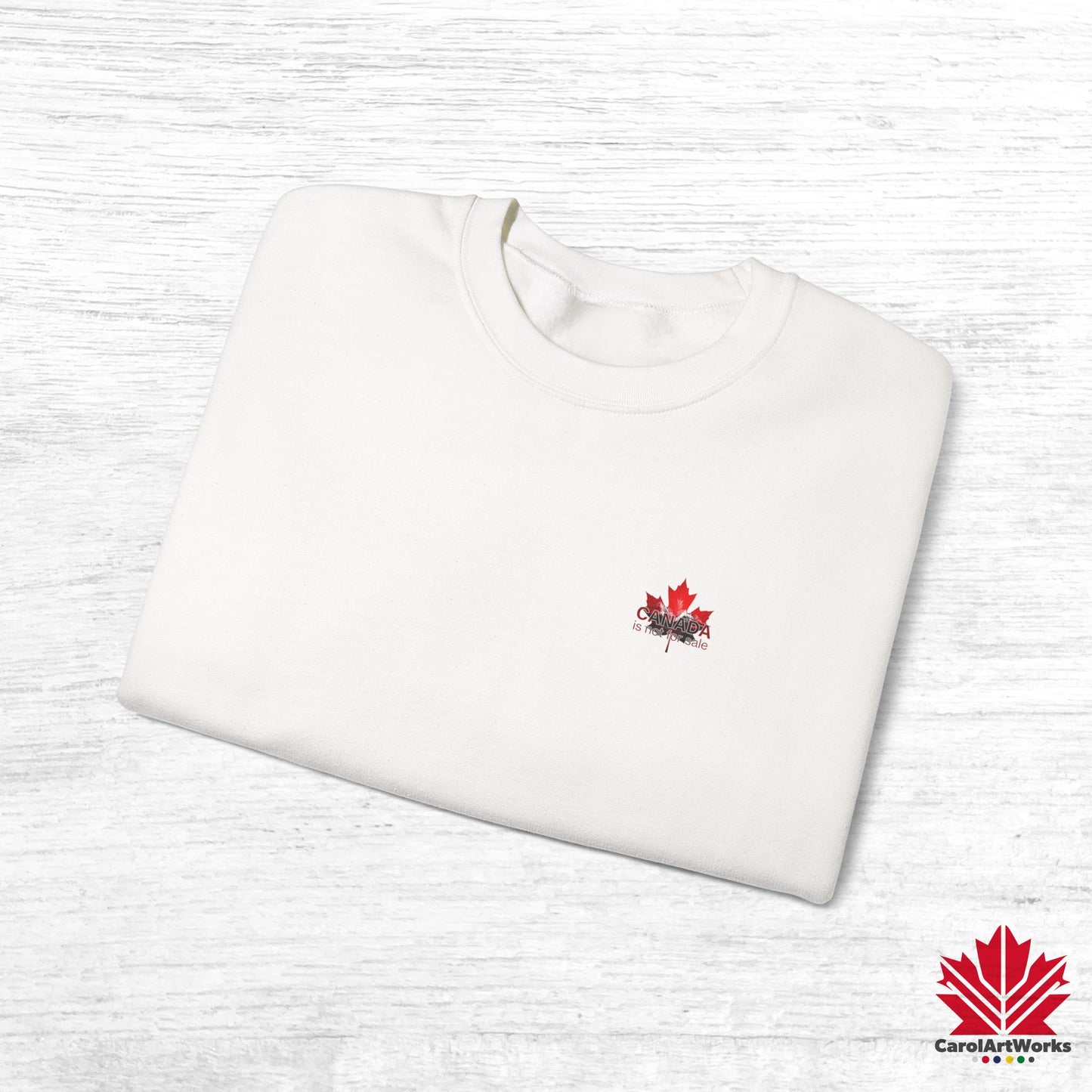 “Canada is Not for Sale” Crewneck Sweatshirt - Red Maple Leaf and Mountains, Soft and Warm
