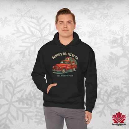 Santa’s Delivery Truck Hoodie | Vintage Red Truck Christmas Hoodie | Canadian Fleece Hoodie – Premium Softstyle