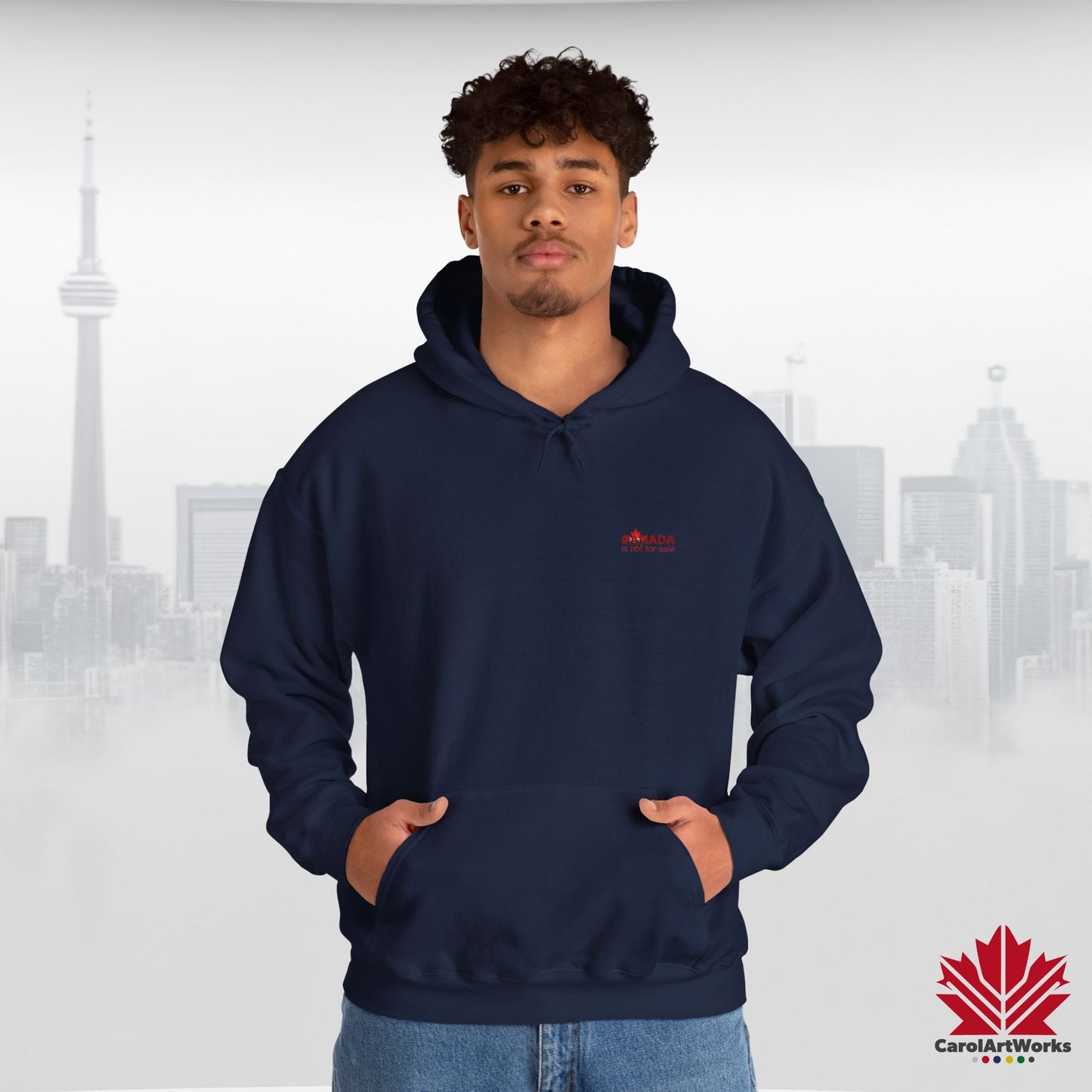 Unisex Hoodie “Canada is Not for Sale” – Red Maple Leaf and Mountains, Warm and Comfortable