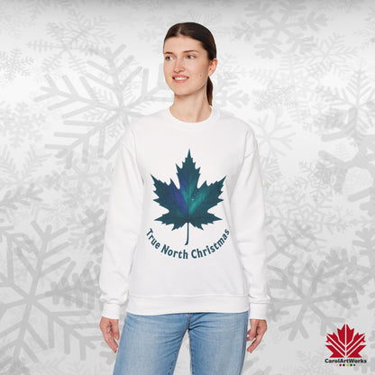 True North Christmas Sweatshirt | Maple Leaf Holiday Crewneck | Premium Fleece, Canadian-Made