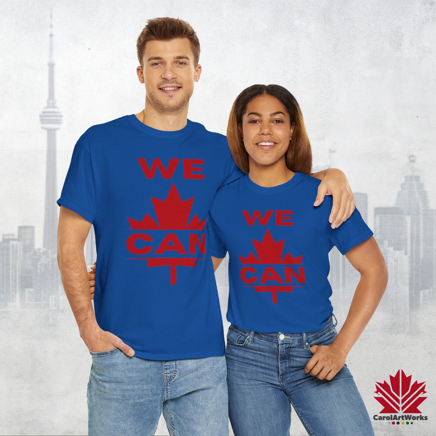 “WE CAN” with Maple Leaf Unisex Cotton Tee – Casual Comfort for Every Occasion