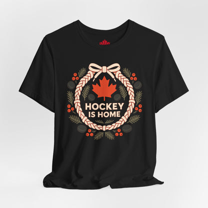 Hockey Lace Wreath | Canadian Hockey Christmas Shirt | Maple Leaf Holiday Tee – Premium Cotton Gift
