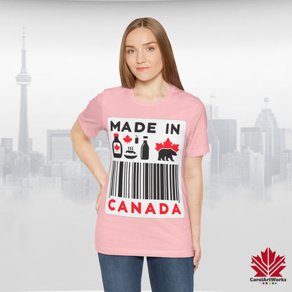 "Made in Canada" product label Design Unisex Short Sleeve Tee – Minimalist, Playful, and Proud
