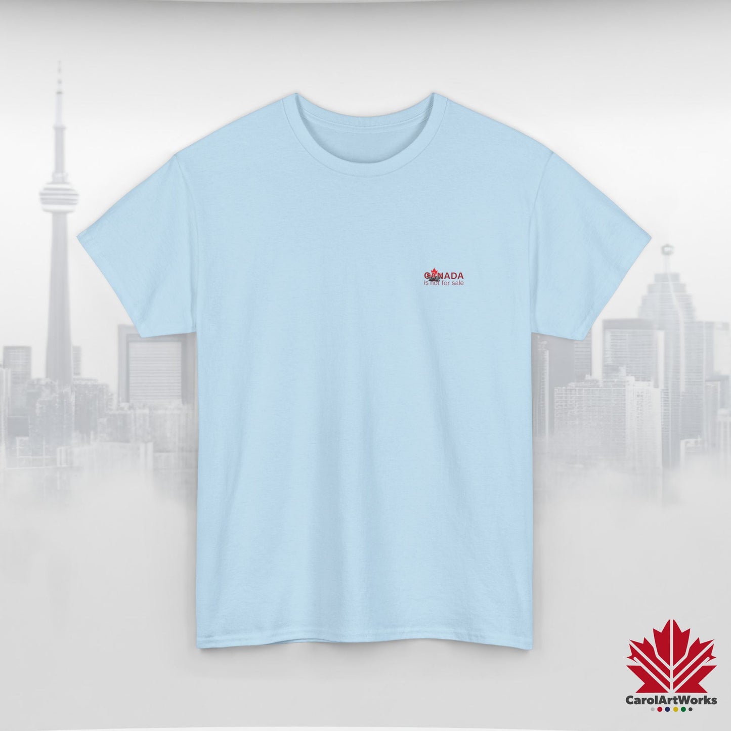 “Canada is not for Sale” Unisex Heavy Cotton Tee – Red Maple Leaf and Mountains, Stylish Canada Shirt