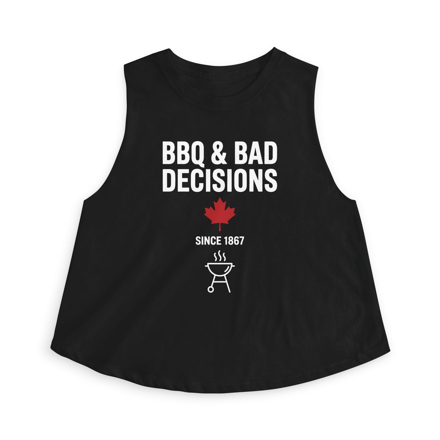 “BBQ & Bad Decisions” Cropped Tank - Cute Cottage Weekend Party Top