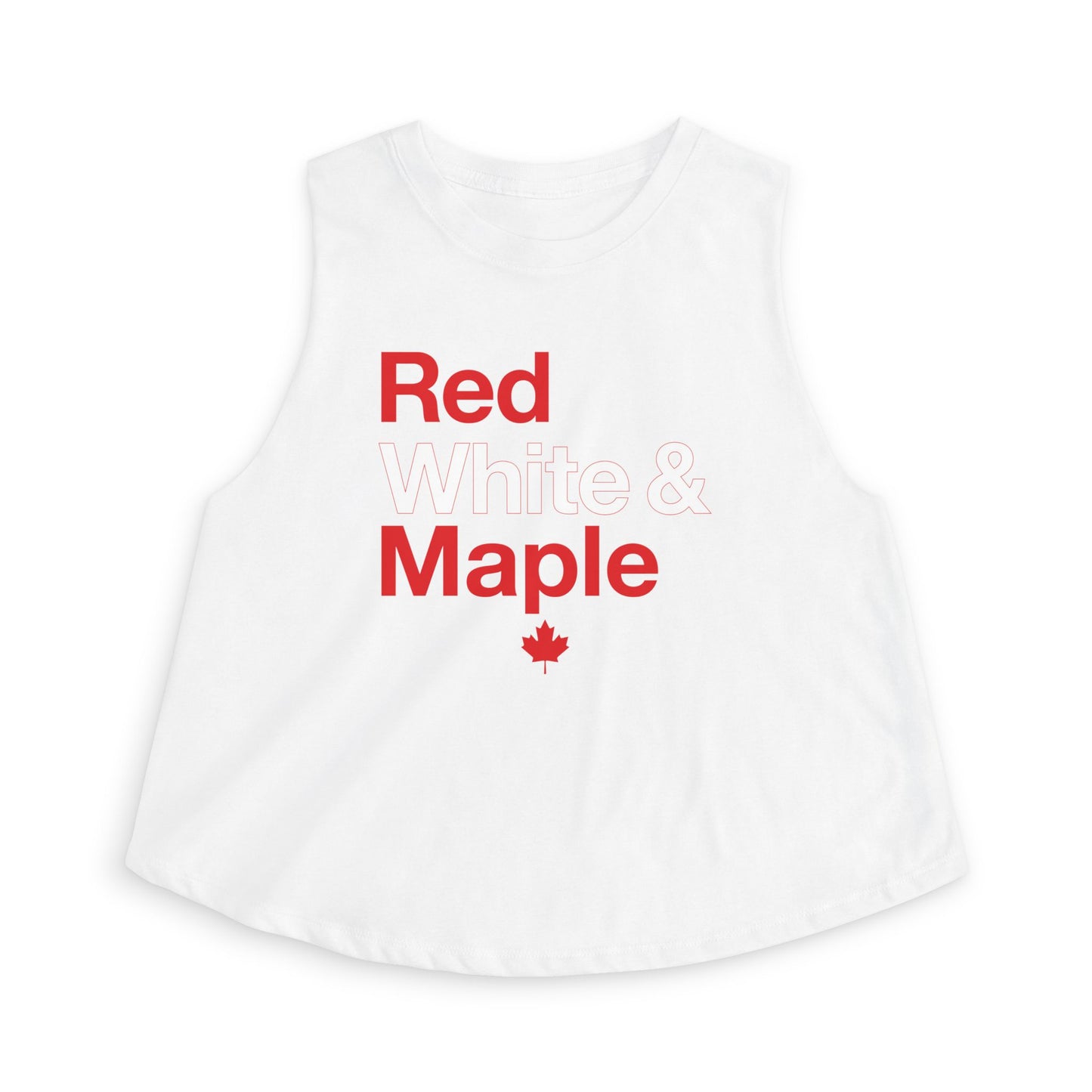 “Red White & Maple” Cropped Tank - Cute Patriotic Maple Graphic Top