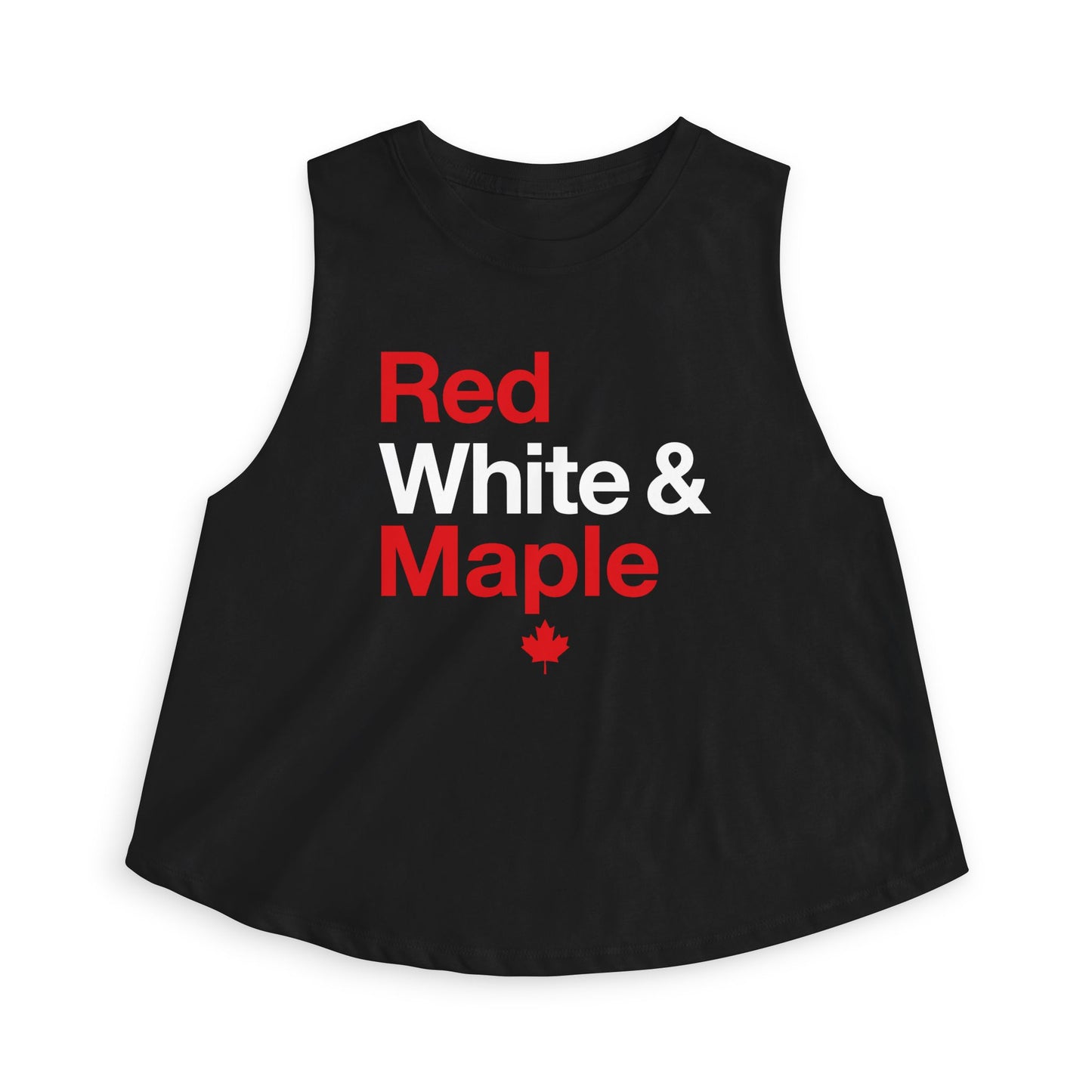 “Red White & Maple” Cropped Tank - Cute Patriotic Maple Graphic Top
