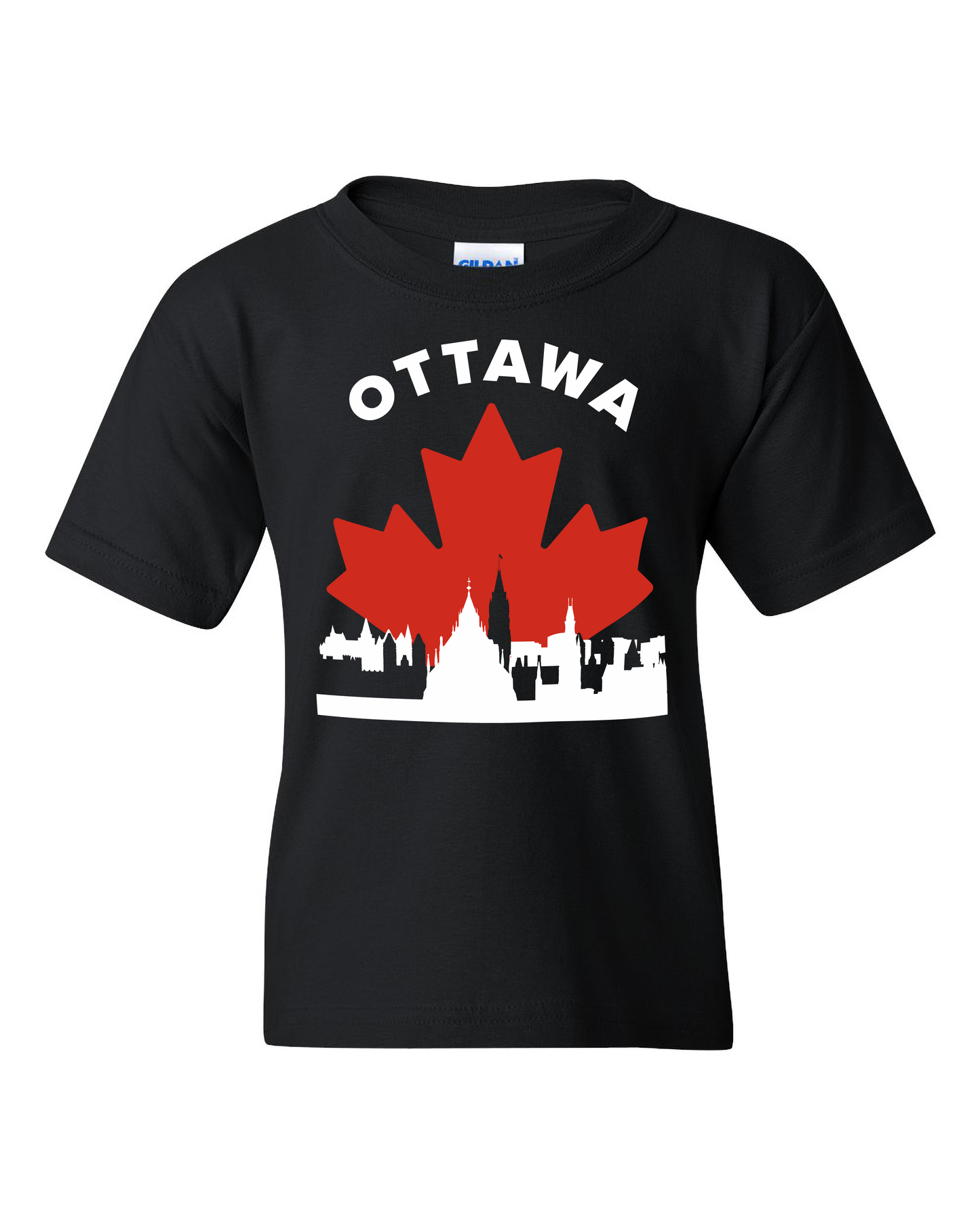 MapleLine Ottawa Kinder-T-Shirt aus schwerer Baumwolle – Strapazierfähiges Material für kleine Kanadier