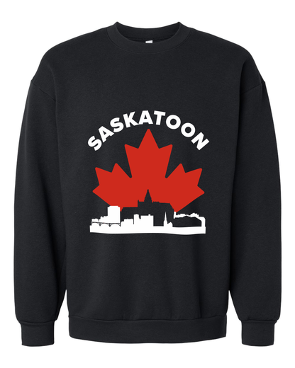 MapleLine Saskatoon Premium Fleece Crewneck – Prairie Warmth with River‑City Soul