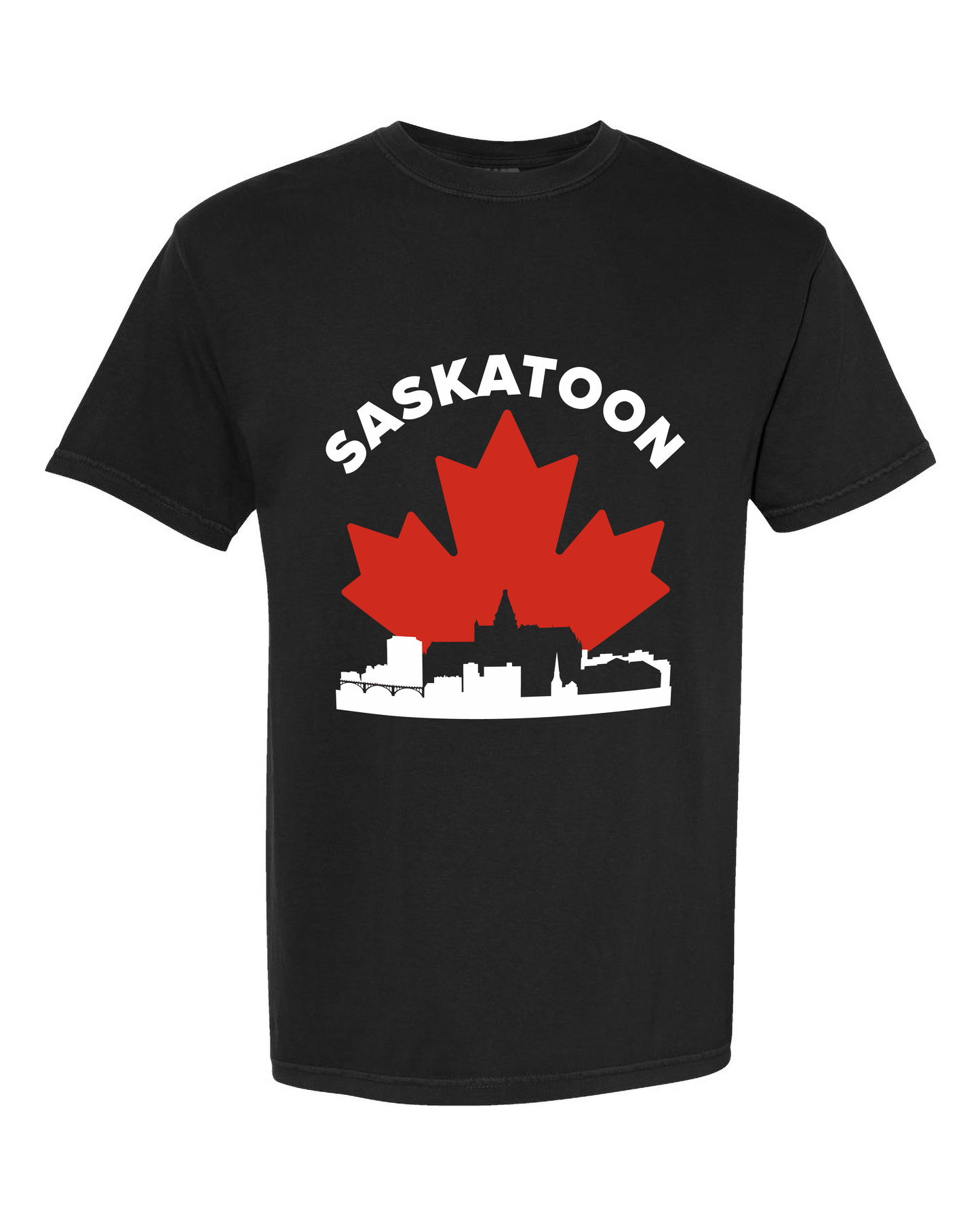 MapleLine Saskatoon Garment‑Dyed Premium Tee – Soft Texture, River‑City Identity