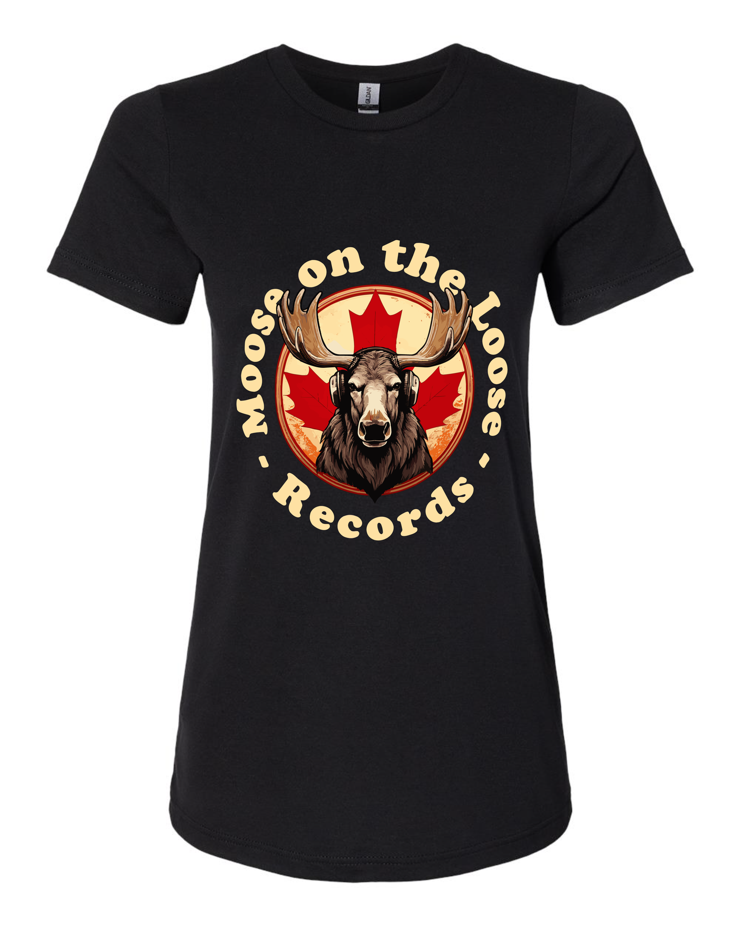 Moose on the Loose Records Damen-T-Shirt – Lässiger Stil, kanadischer Indie-Spirit