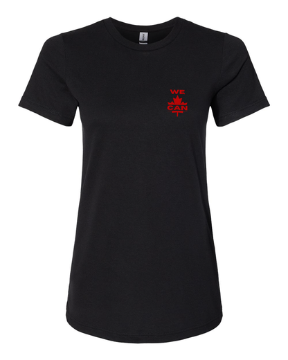 WE CAN Women’s Minimal Tee – Subtle Print, Strong Canadian Heart