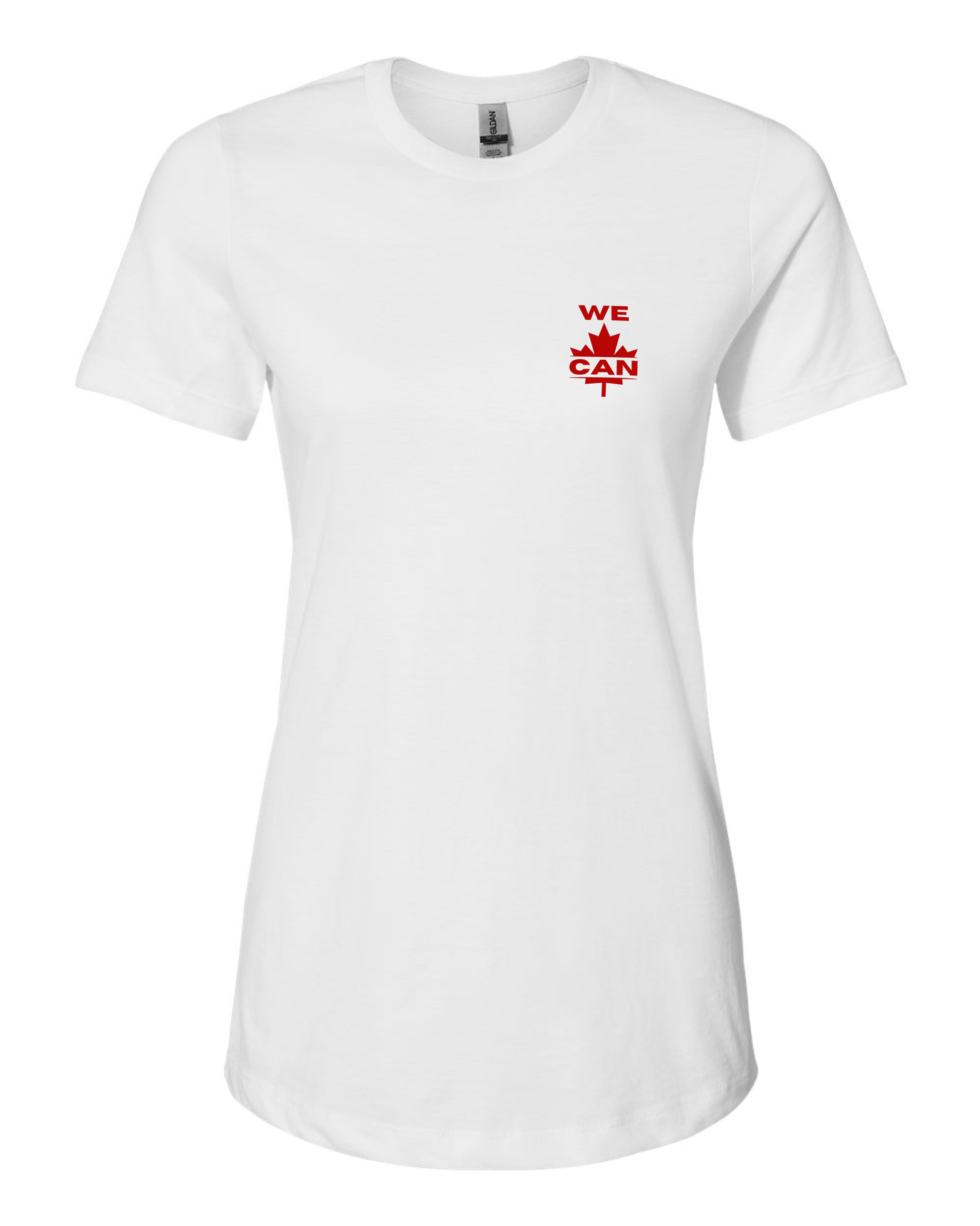 WE CAN Women’s Minimal Tee – Subtle Print, Strong Canadian Heart