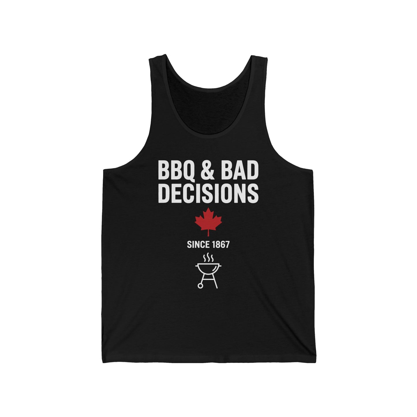 “BBQ & Bad Decisions” Unisex Jersey Tank - Backyard BBQ & Beer Season Essential
