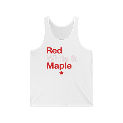 “Red White & Maple” Unisex Jersey Tank - Bold Canadian Pride Design